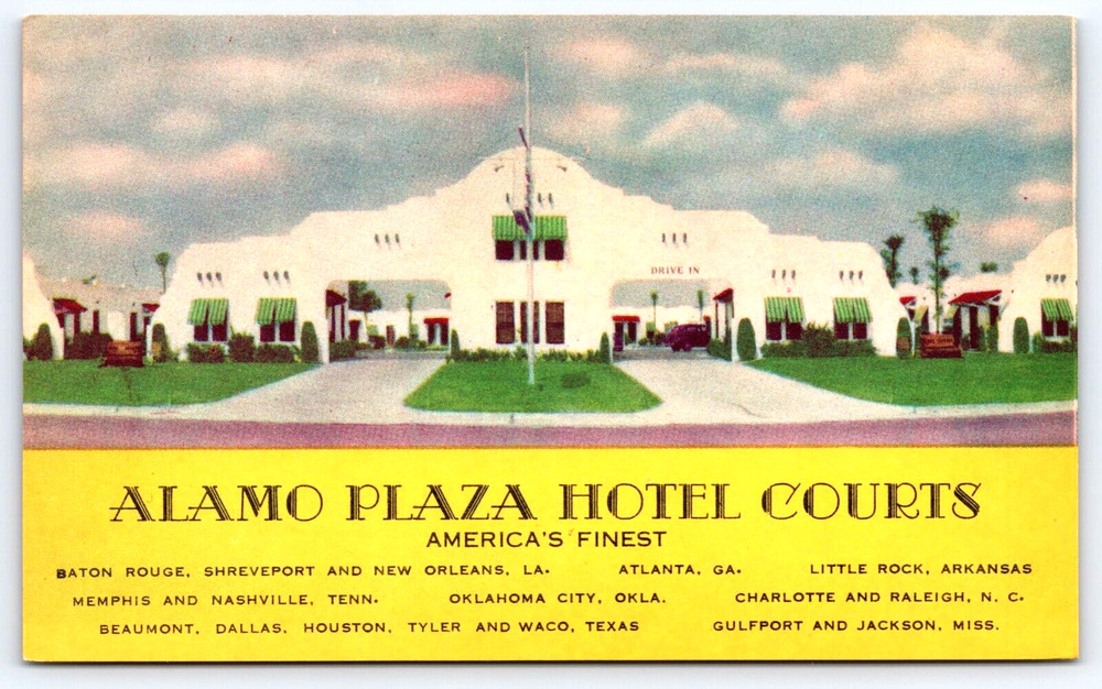 Vintage Postcard Old Antique Alamo Plaza Hotel Courts Buildings