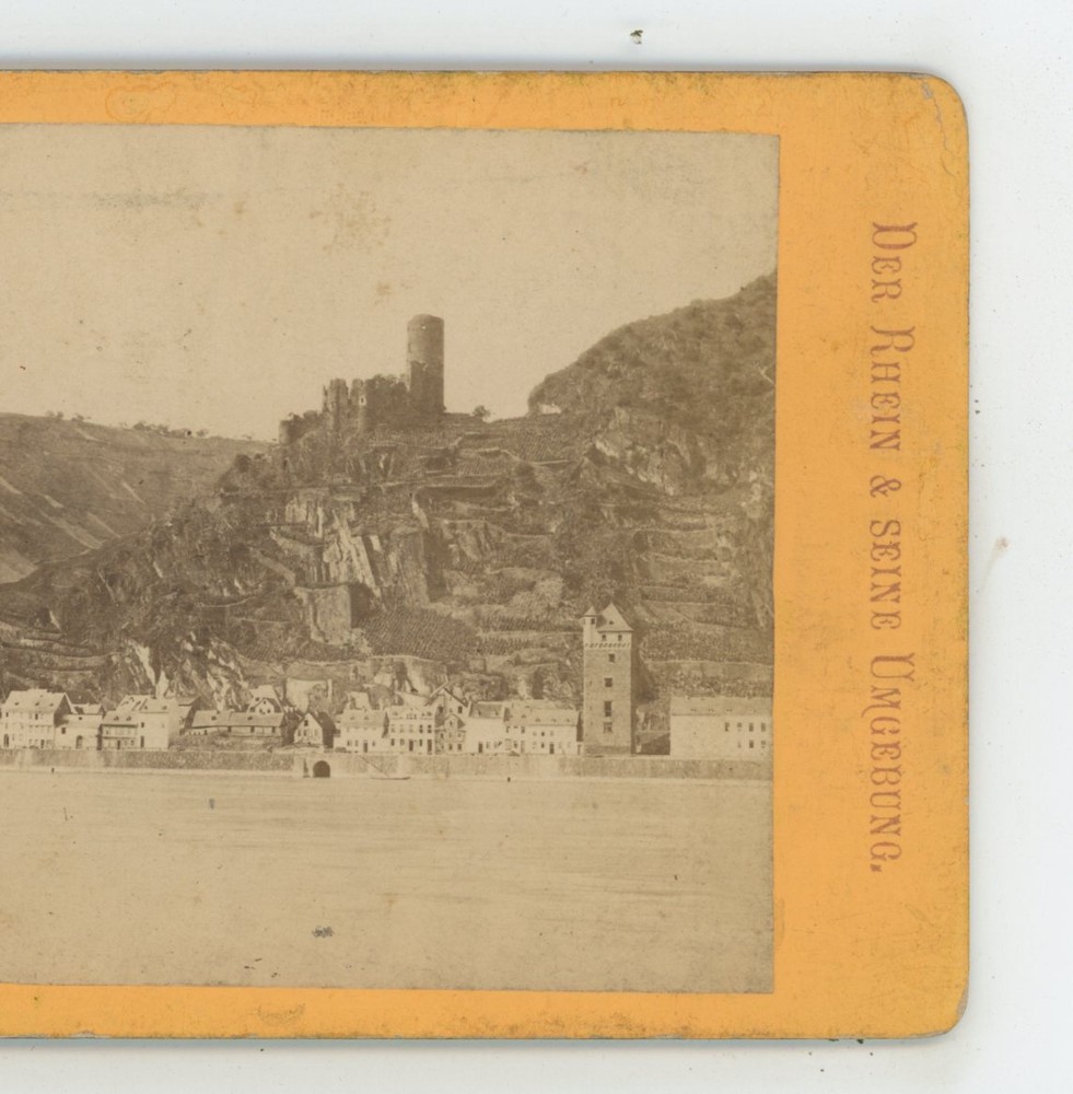 Ruin Katz & St Goarshausen Germany Creifelds Stereoview