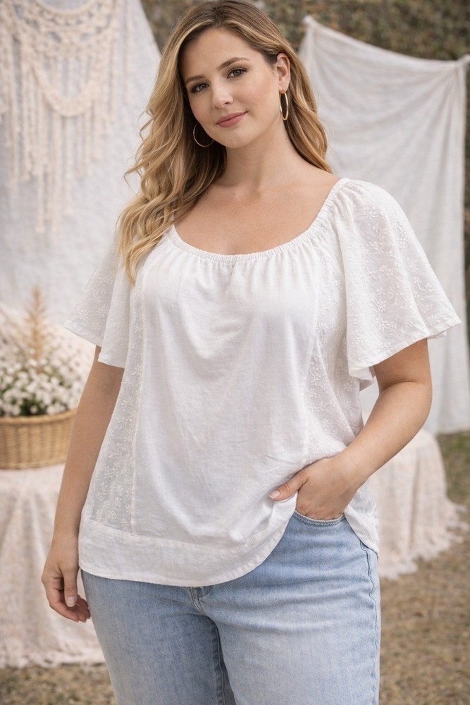 Lane Bryant white embroidered L (14-16) Top Boho Cotton NWT
