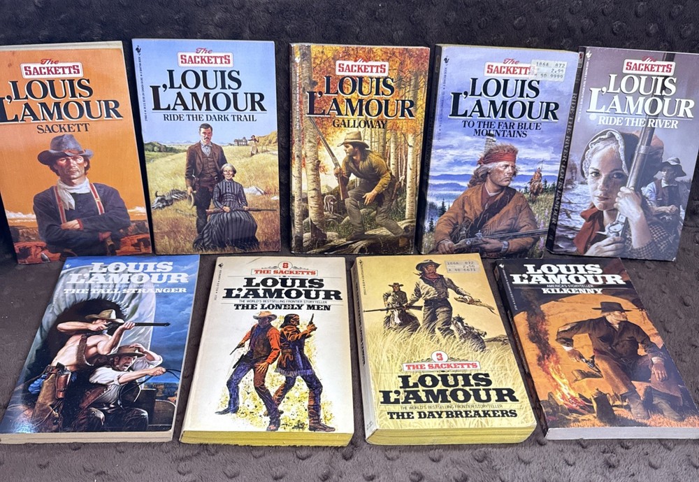 Vintage Westerns by Louis L’Amour Book Lot Of 9 Bundle Cowboy 7 The Sacketts