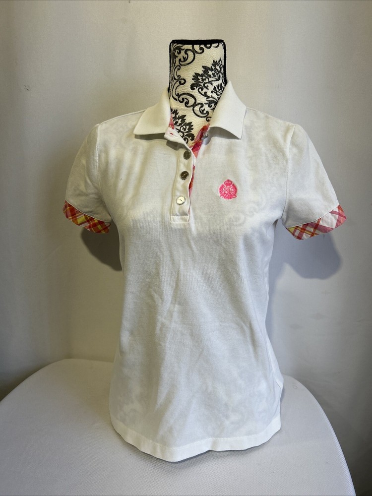 Lauren Ralph Lauren Active Women’s Polo Shirt Golf White Pink  Size Small