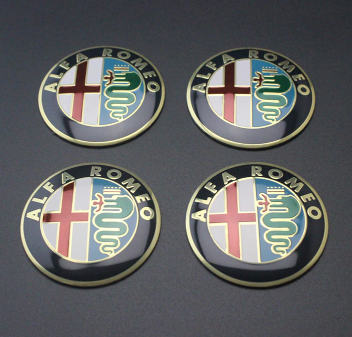 4pcs 56mm Alfa Romeo Gold Rim Stickers Wheel Center Stickers Emblems Badges