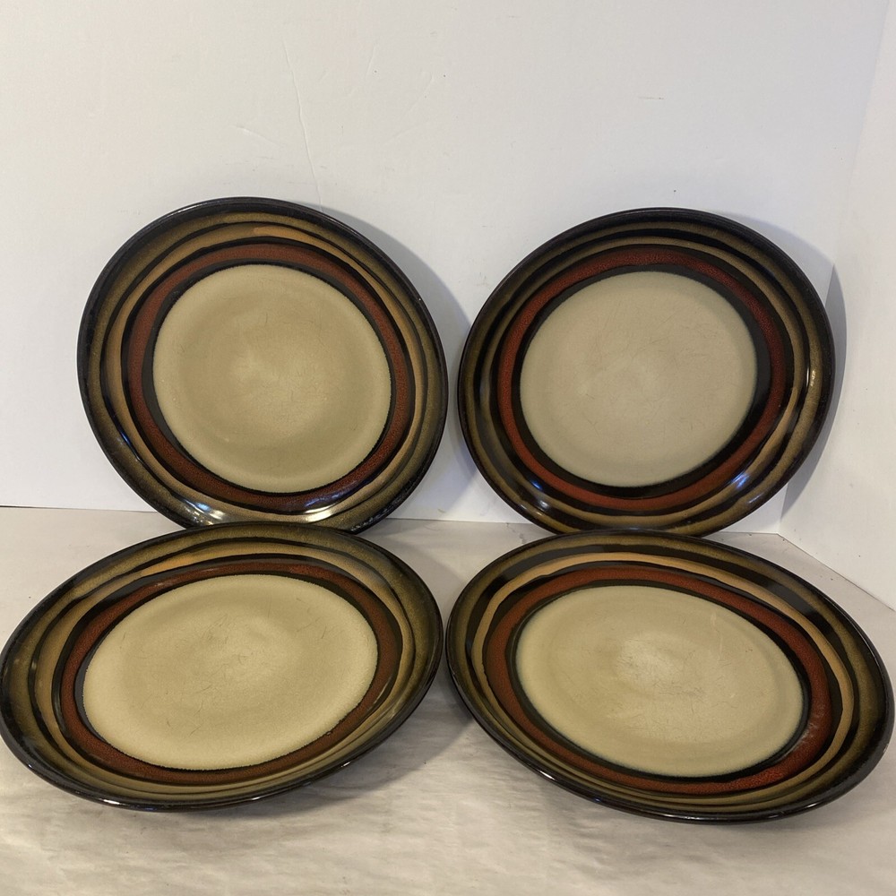 Sonoma Life + Style AZTEC 8 3/8” Salad Luncheon Plates Brown - Set of 4