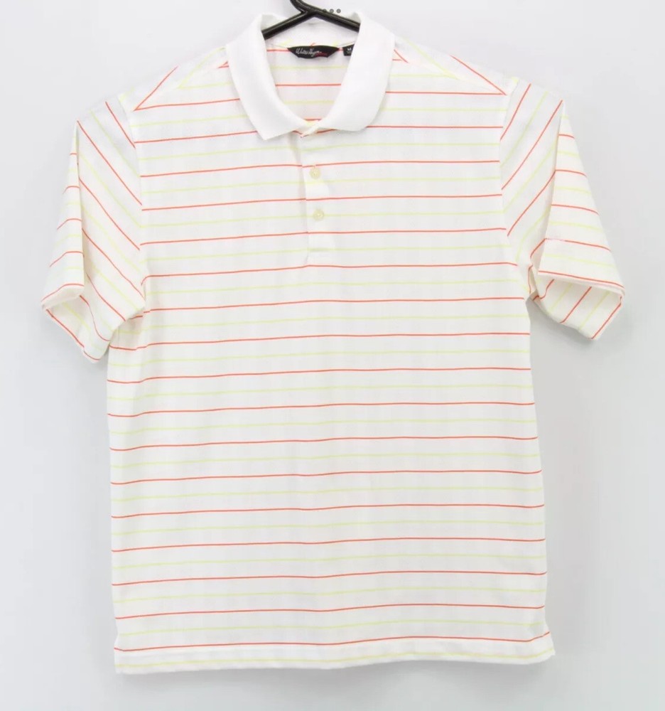 Walter Hagen Mens Button Up SS Collared Polo Shirt Medium Multicolor Stripe