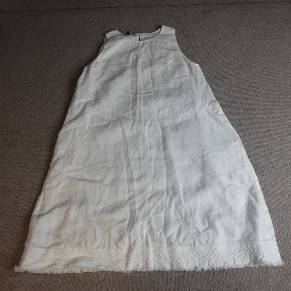 Lafayette 148 Womens Dress Medium White 100% Linen Shift Sleeveless