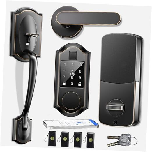Smart Lever Handle Fingerprint Lock for Keyless Front Door Entry  