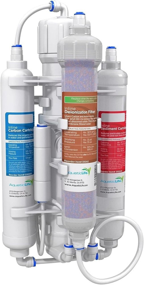 Filtro de agua independiente 50 GPD RO Buddie con desionización para vida acuática