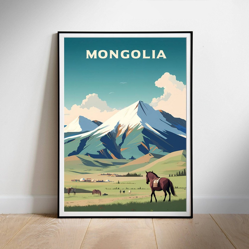 Mongolia Travel Poster Wall Art Travelling Print Instant