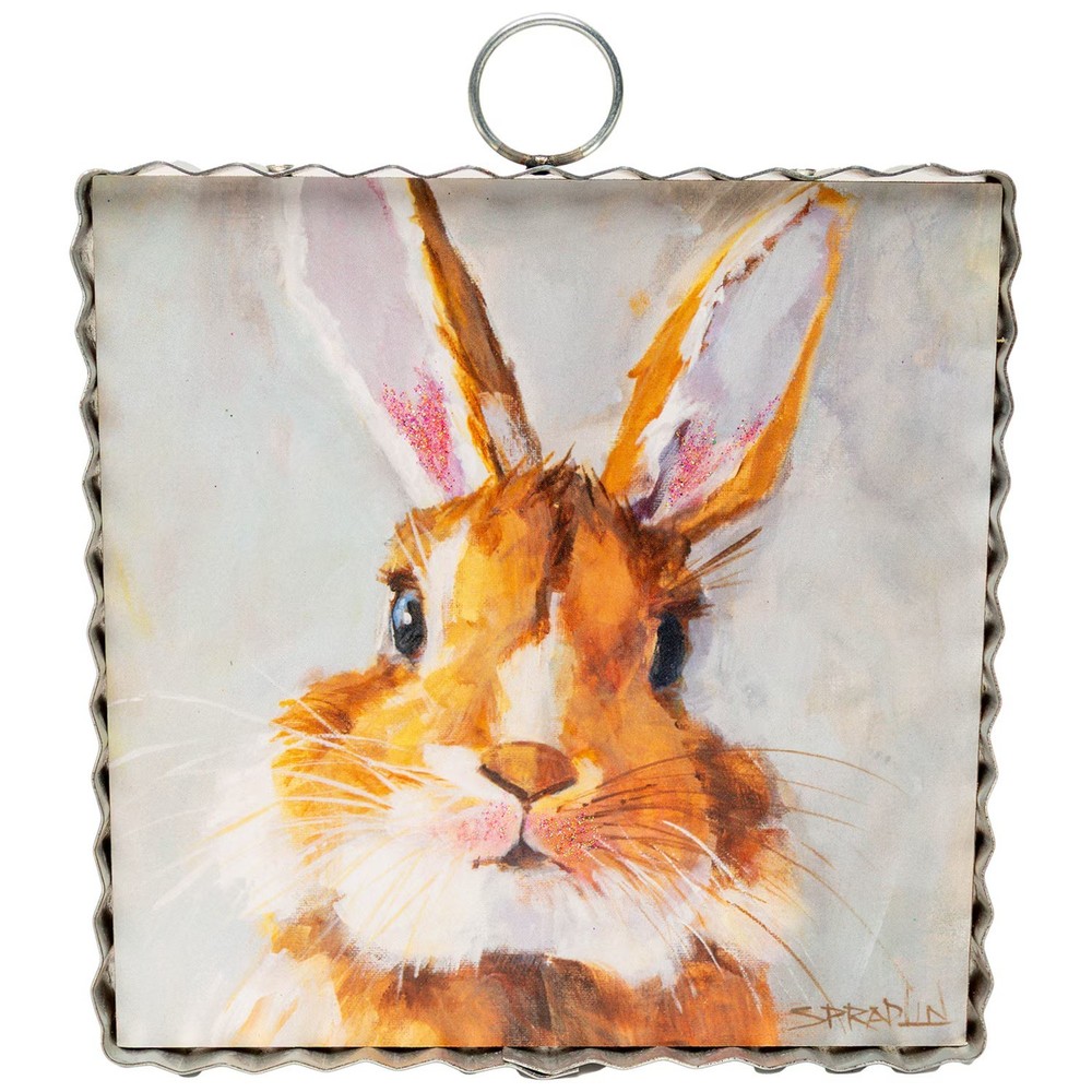 The Round Top Collection Mini Brown Rabbit Print 6x6x1