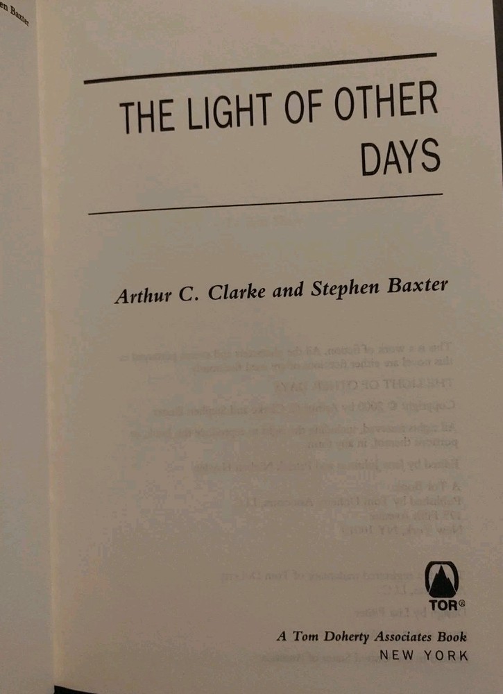 The Light of Other Days - Hardcover By Arthur C. Clarke - Missing Dust Jacket