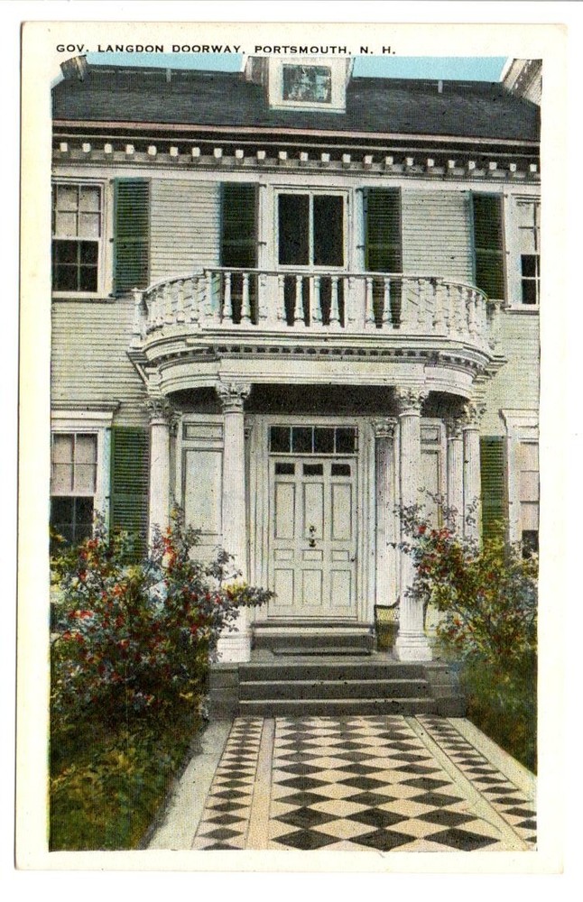 Vintage Postcard Gov Langdon Doorway Portsmouth New Hampshire NH White Border