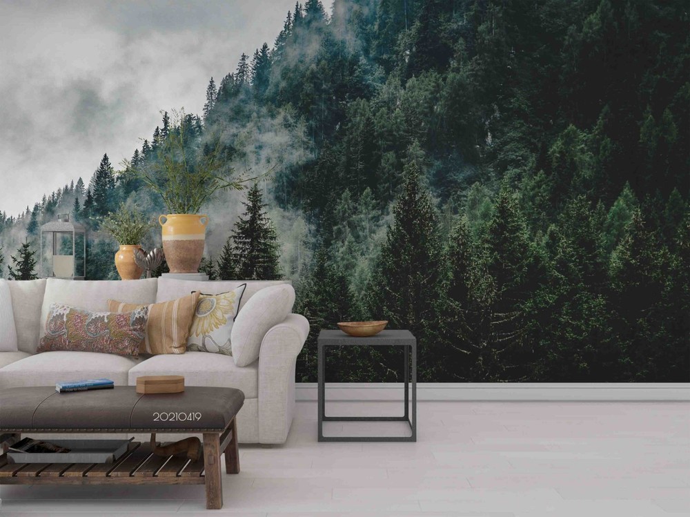 3D Forest Mist Landscape Wall Murals Wallpaper Murals Wall Sticker
