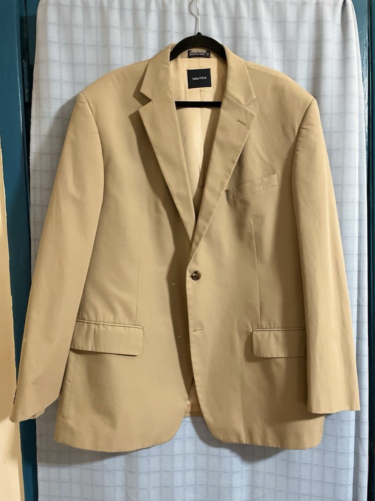 Nautica Men's Sport Coat Blazer In Tan 48 Long Two Button Cotton Blend