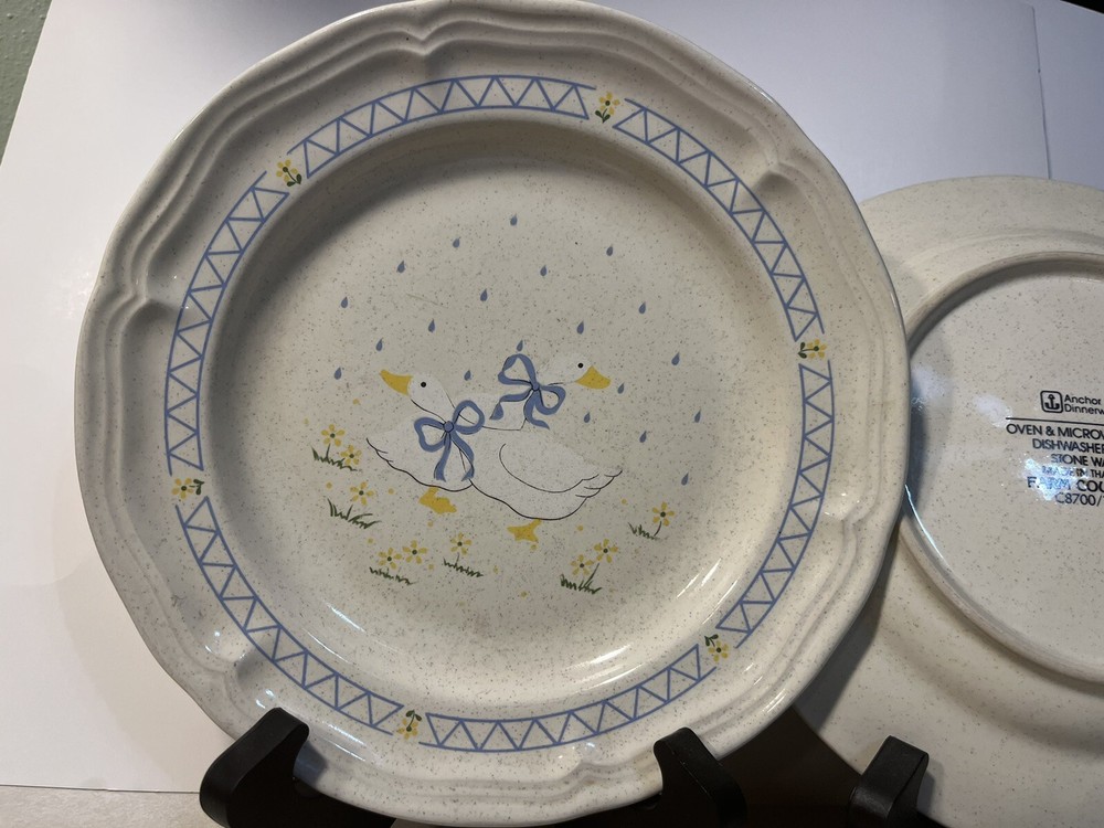 SET OF 3 Farm Country Goose Salad Dessert Plates 7.5