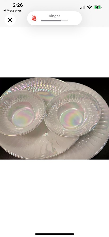 FEDERAL GLASS 'Moonglow' 2 Plates 9  7/8