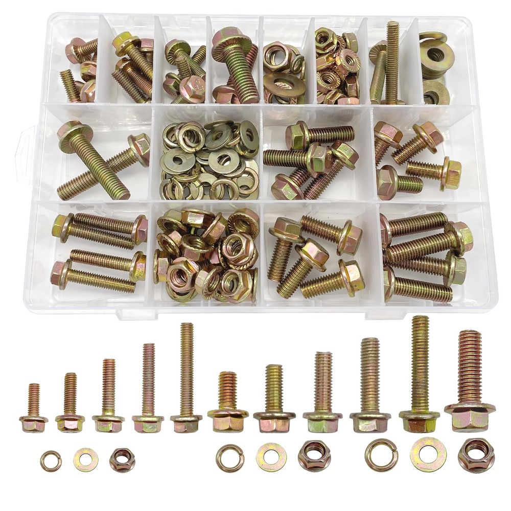 170pcs Metric Flange Bolt Assortment, Hex Bolts and Nuts Kit, M6 M8 M10 (16mm...