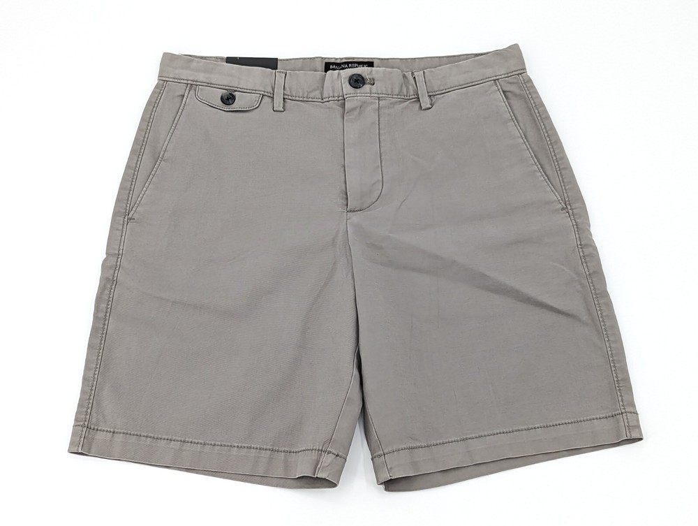 Banana Republic Men's Slim Fit Flat Front Gray Lived-In Chino Shorts Size 31