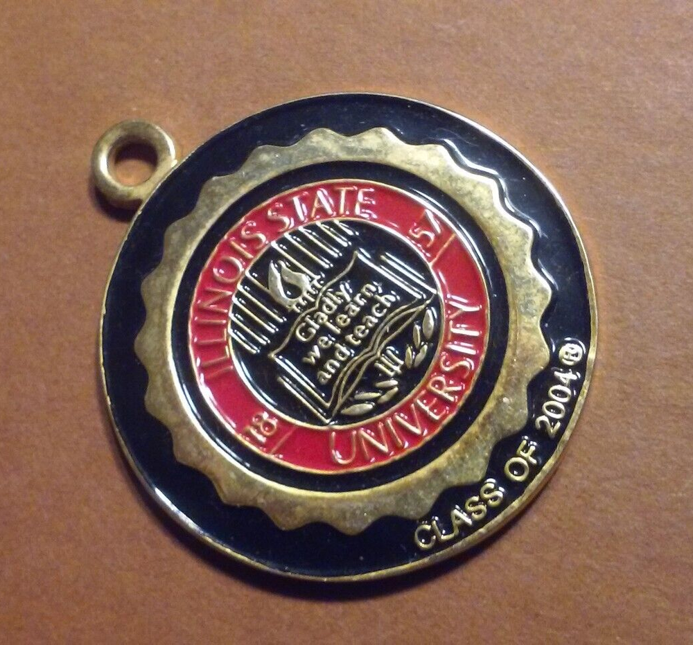Class Of 2004 Illinois State University Key Ring Fob Pendant Brass & Enamel