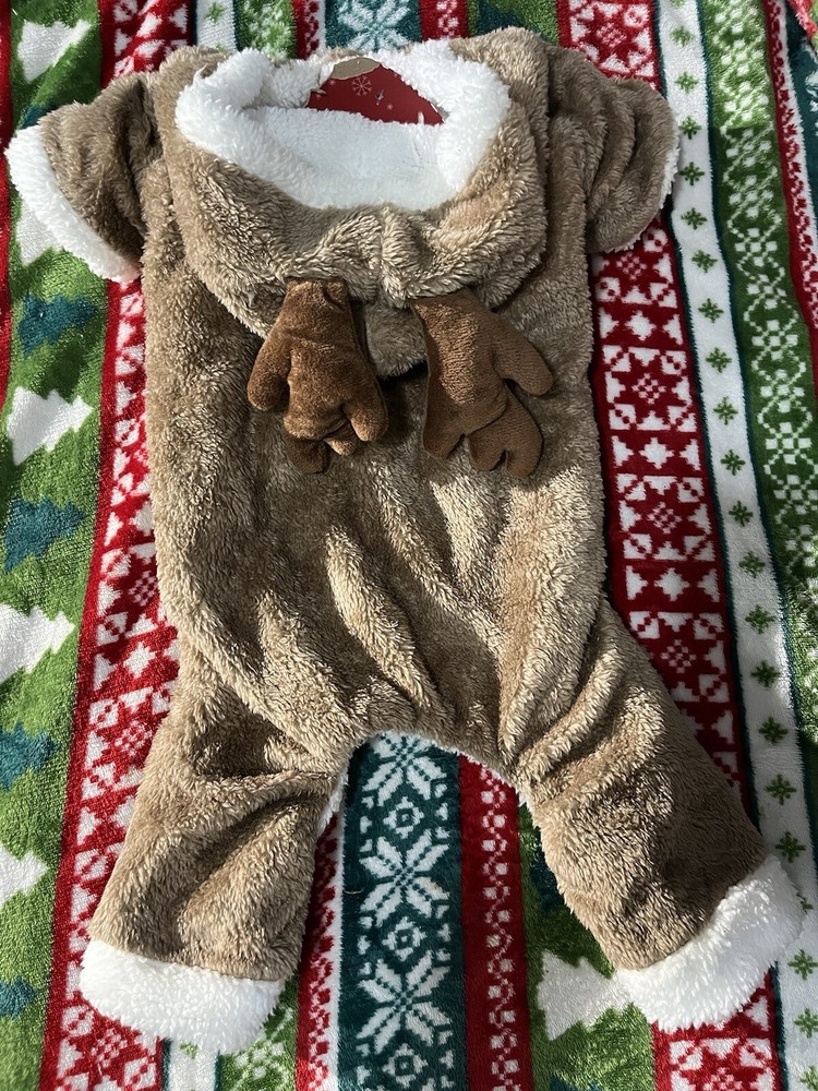 Small Dog/ Cat Large Size Winter Fleece Reindeer Costume/PJs New