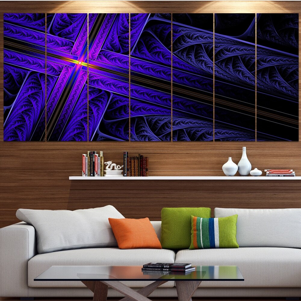 Designart Vibrant Blue Fractal Cross Abstract Oversized Wall Art