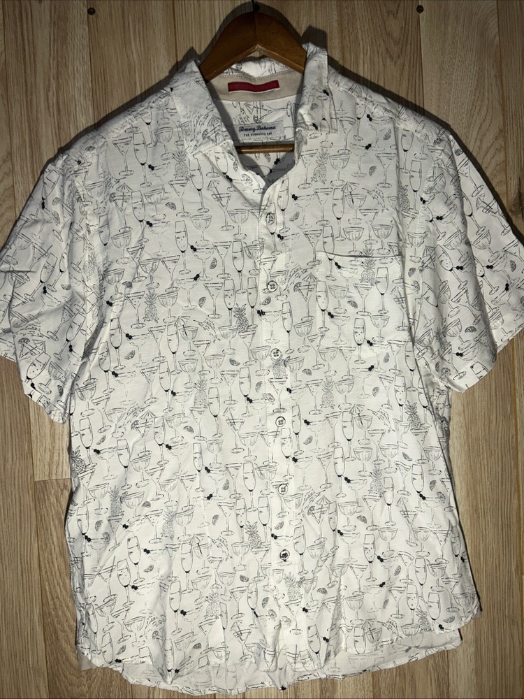 Tommy Bahama Mojito Bay Sippin Soiree Island Zone Short Sleeve Shirt Medium