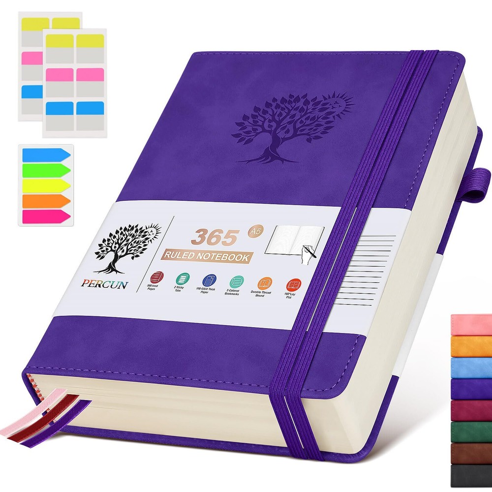 A5 Lined Journal Notebook - 365 Page Leather Journals for Writing Women & Men...