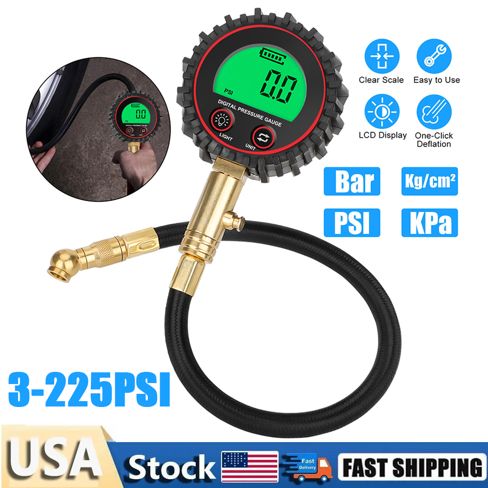 Accurate Digital Air Pressure Tire Gauge LCD Screen 3-255 PSI for Truck Car Bike-image