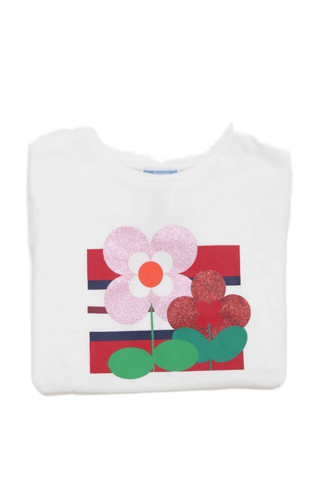 Jacadi Childrens Girls Floral Graphic Tee Shirt White Multi Colored Size 8Free Shipping in US $100+ Orders | $6.95 Orders Below