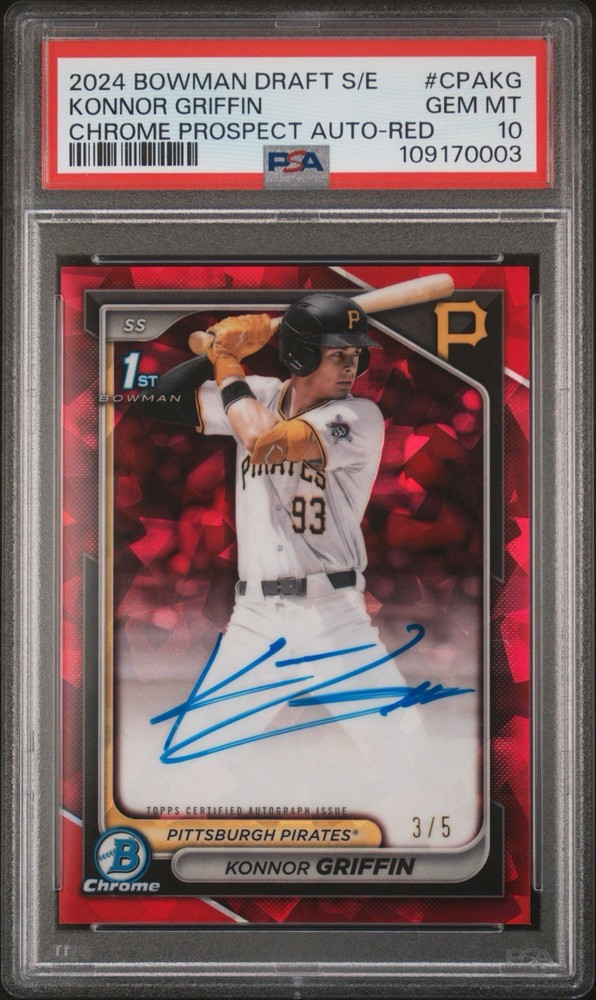 2024 Bowman Draft Sapphire Konnor Griffin Red Chrome Auto /5 PSA 10 Gem Mint