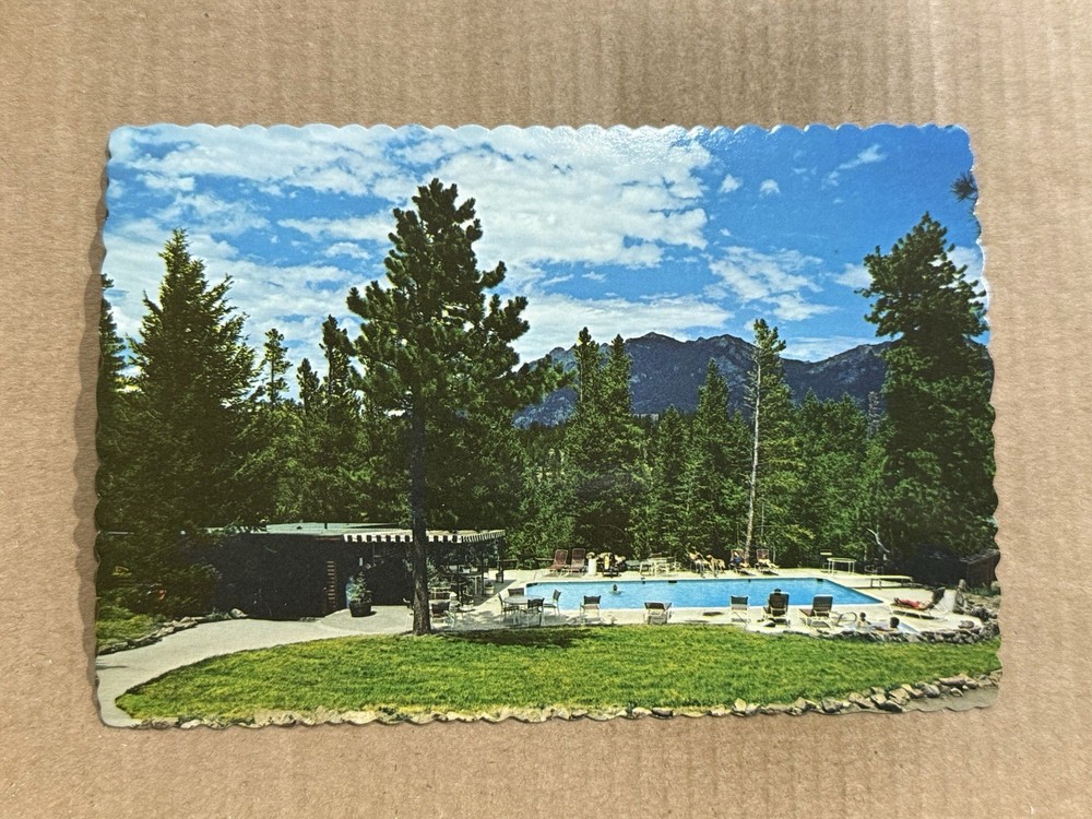 Postcard Estes Park CO Colorado Lane Guest Ranch Pool Mountains Roadside PC