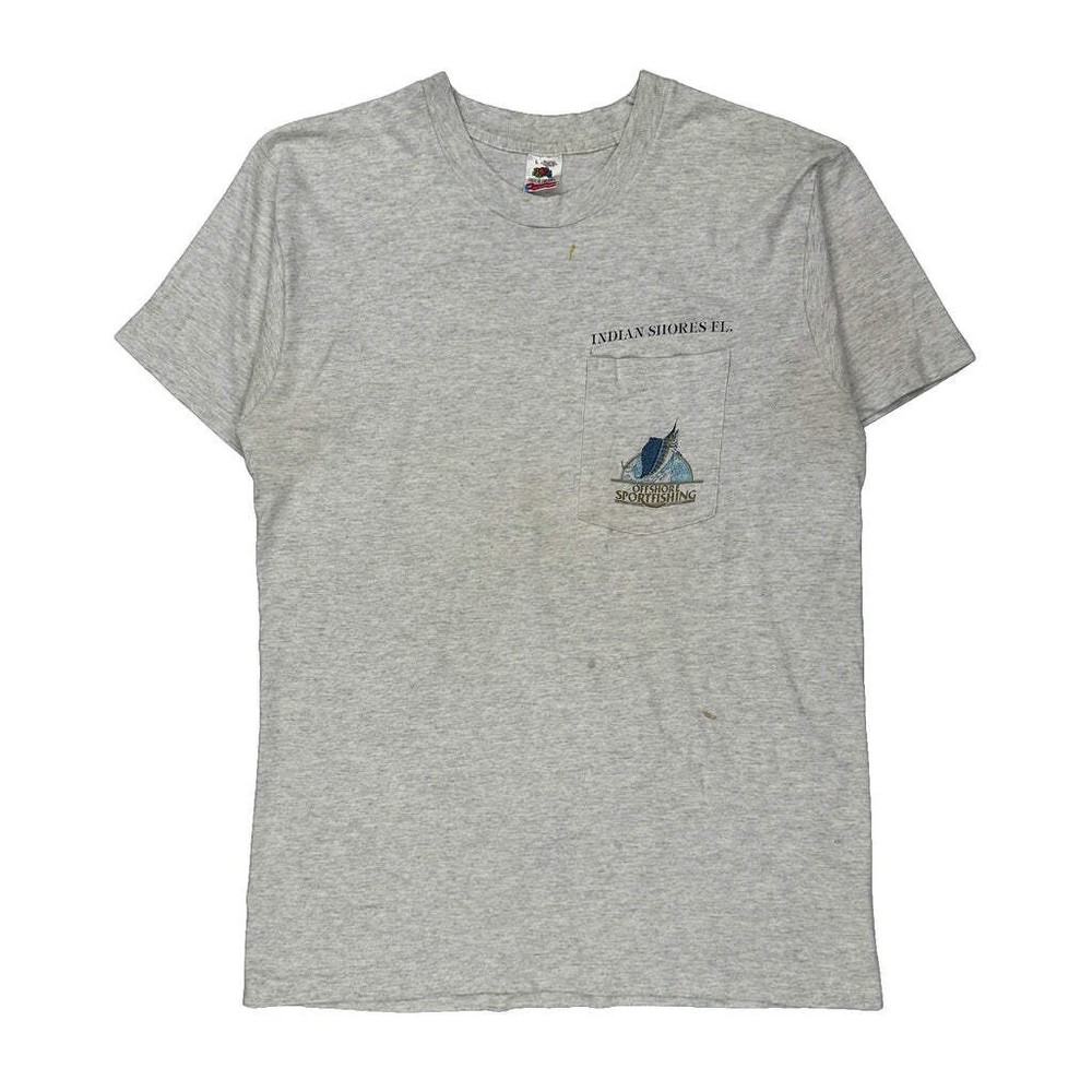 Indian Shores Fl Fruit Of The Loom Single Stitch T-Shirt - Large Gray Cotton