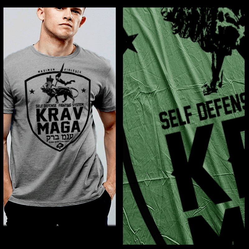 Krav Maga Military Combat T-Shirt Lion Design XL DK Gray Martial Arts Tee