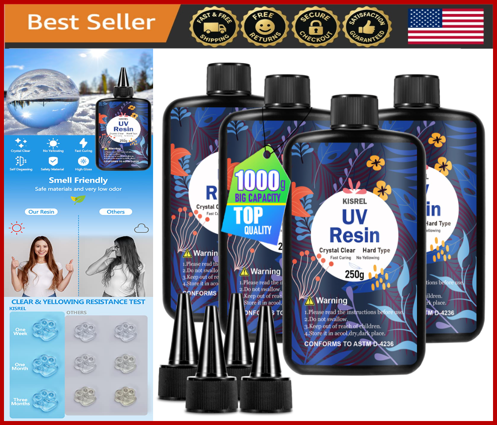 1000g UV Resin Kit for Jewelry Making - Crystal Clear Fast-Curing Epoxy