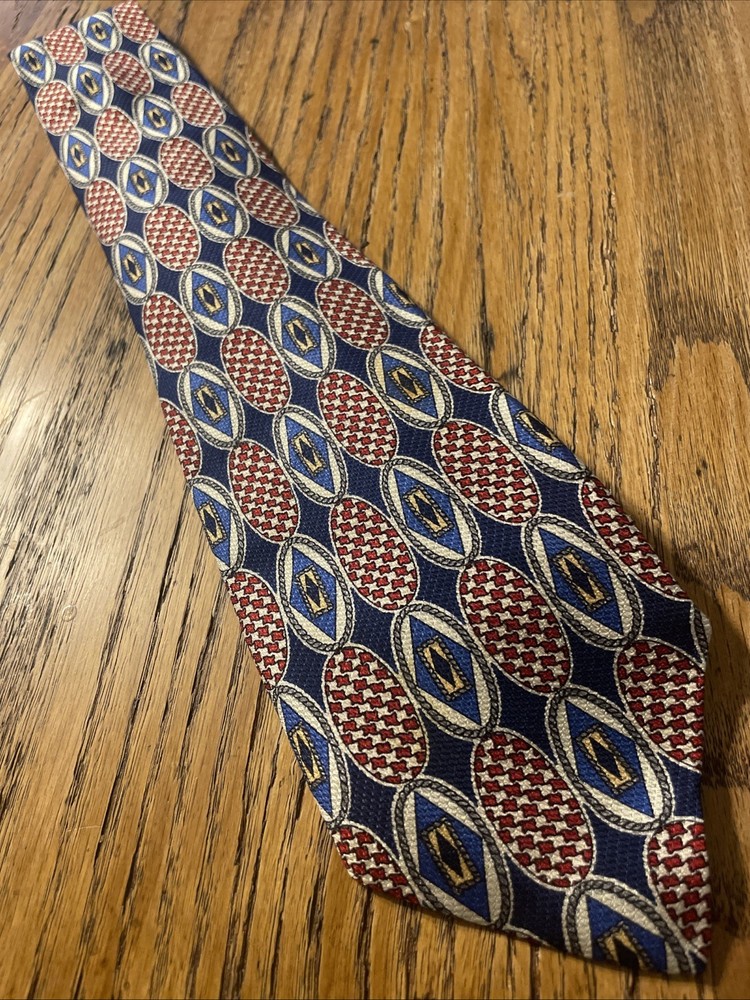 Vintage EUC Robert Talbott Geometric Medallions Silk Tie USA Made / Hand Sewn