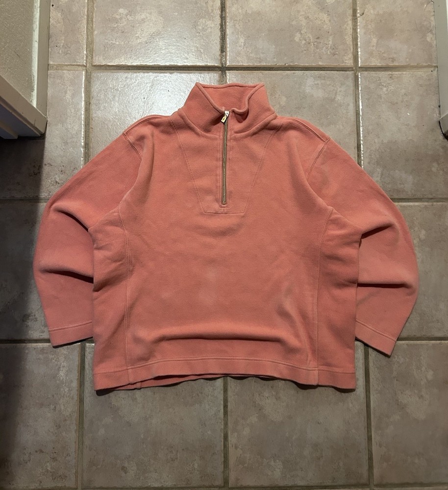 Tommy Bahama Pink 1/4 Quarter Zip Mock Neck Solid Sweatshirt XL