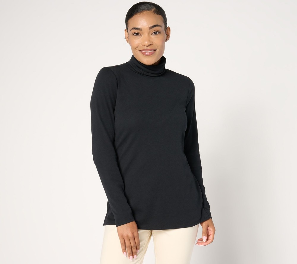 Belle by Kim Gravel Women's Top Plus Sz 2X TripleLuxe Turtleneck Black A666954