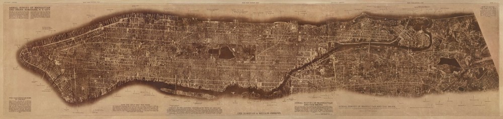 12343.Decoration POSTER.Room interior wall art.Manhattan N.York Bronx Aerial map