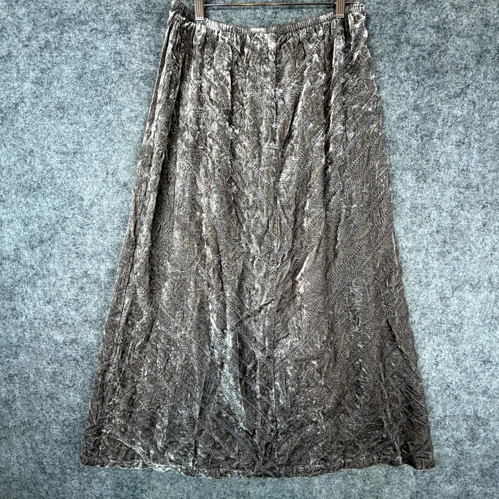 Vintage J. Jill Skirt Women 12 Grey Velvet Textured 90s Neutral Dressy Workwear