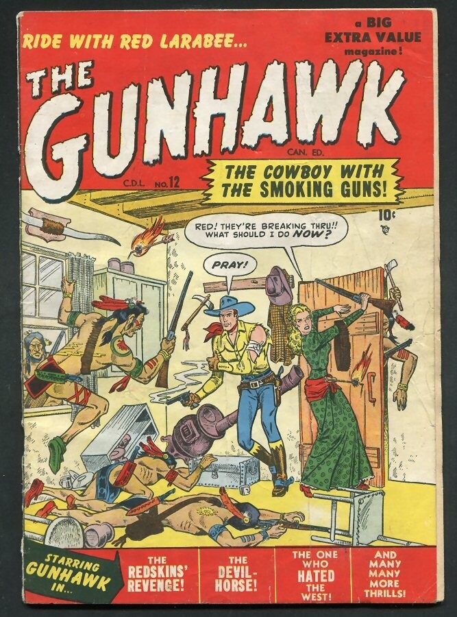 1950 #12 THE GUNHAWK COMIC BOOK--RARE CANADIAN ISSUE