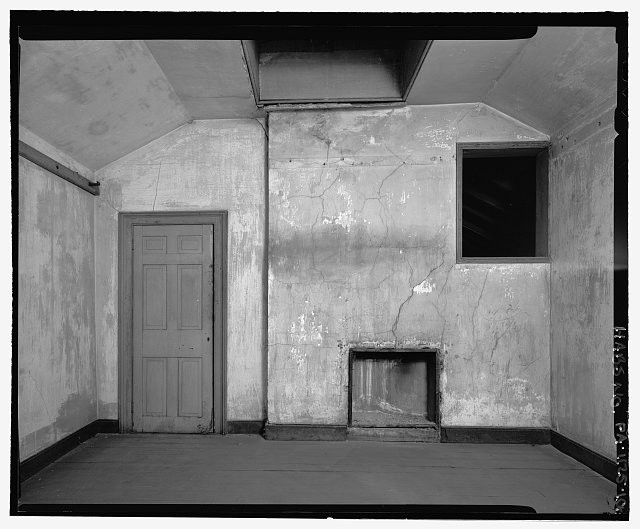 Interior View Northwest Attic Chamber West Wall 1900s Room Fireplace Door