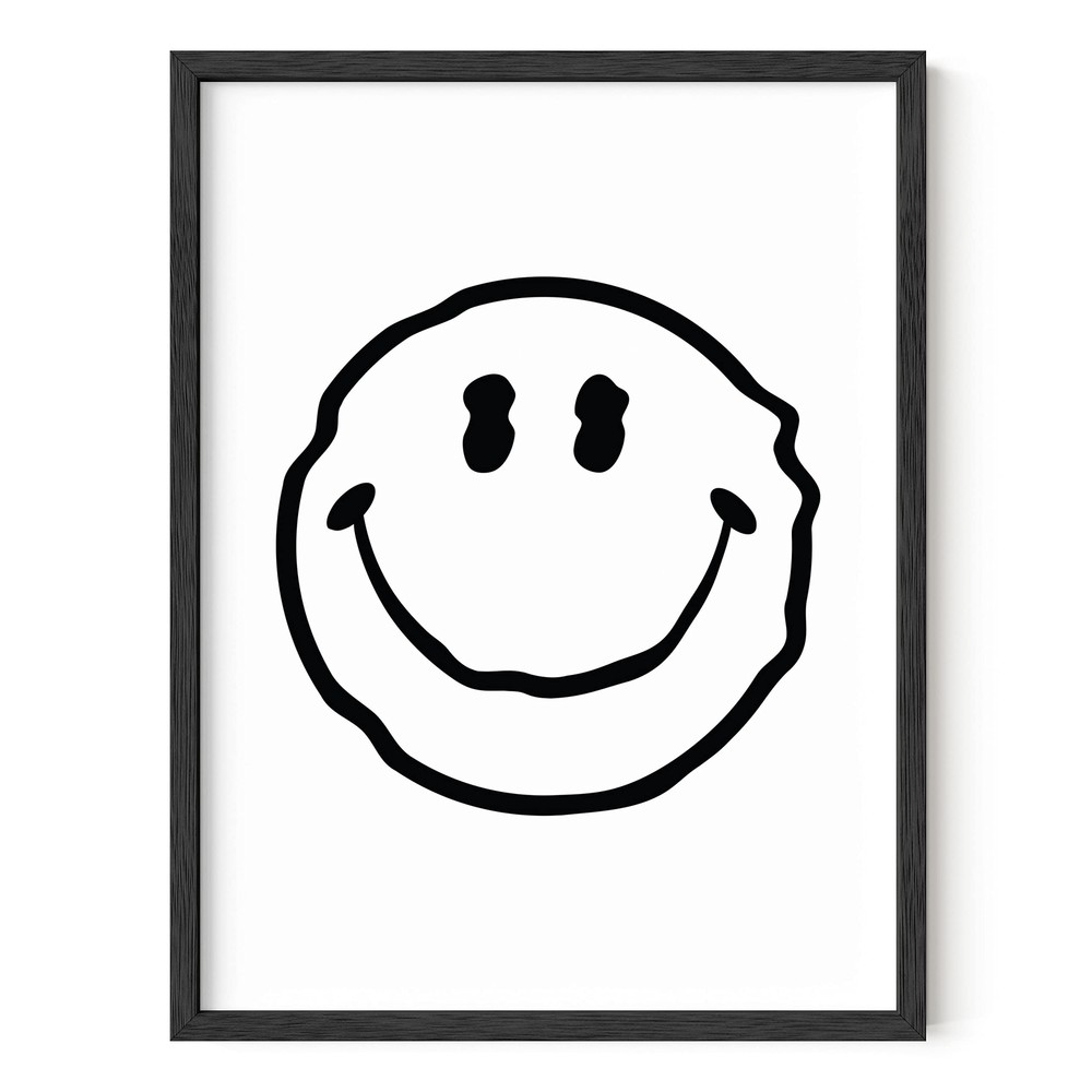 Smiley Face Posters White Wavy Smiley Cool Posters for Room Aesthetic Dope Pa...