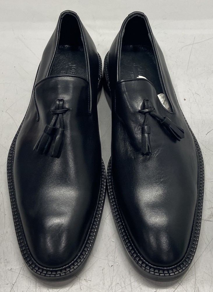 John Foster Men's Black Leather Tassel Loafers US 9.5