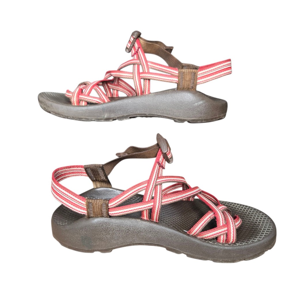 Chaco ZX Womens Pink Brown Striped Double Strap Hiking Sandals Size 8