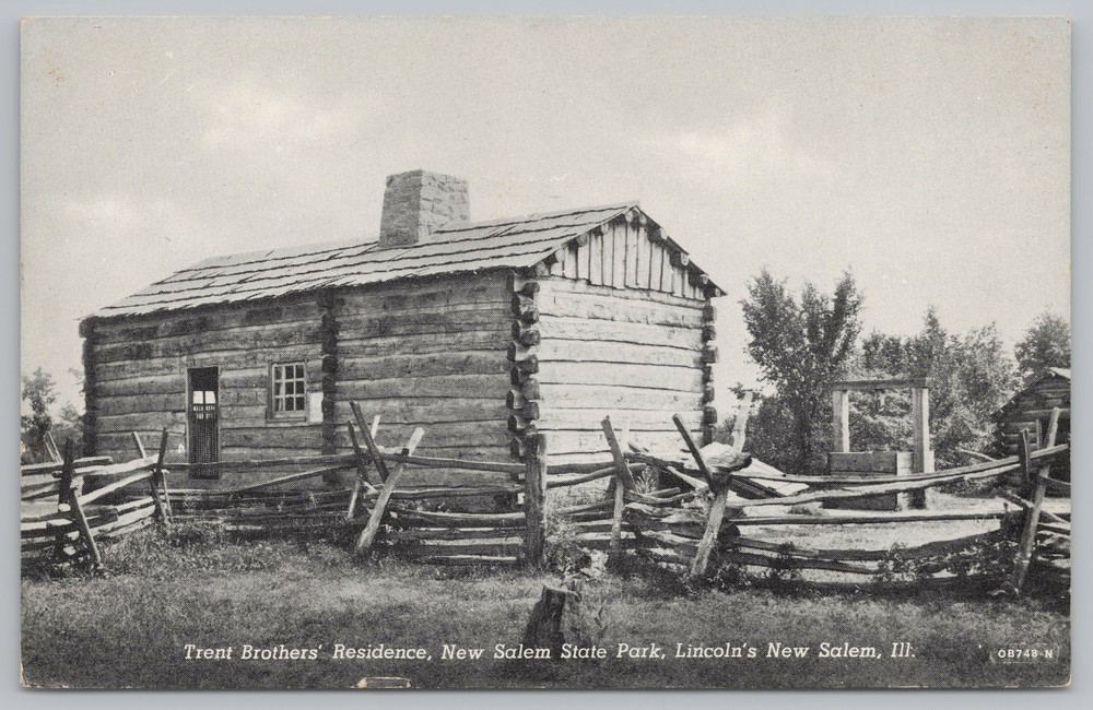 Nat'l-State Parks~Lincoln's New Salem~Trent Brothers Residence~Vintage Postcard