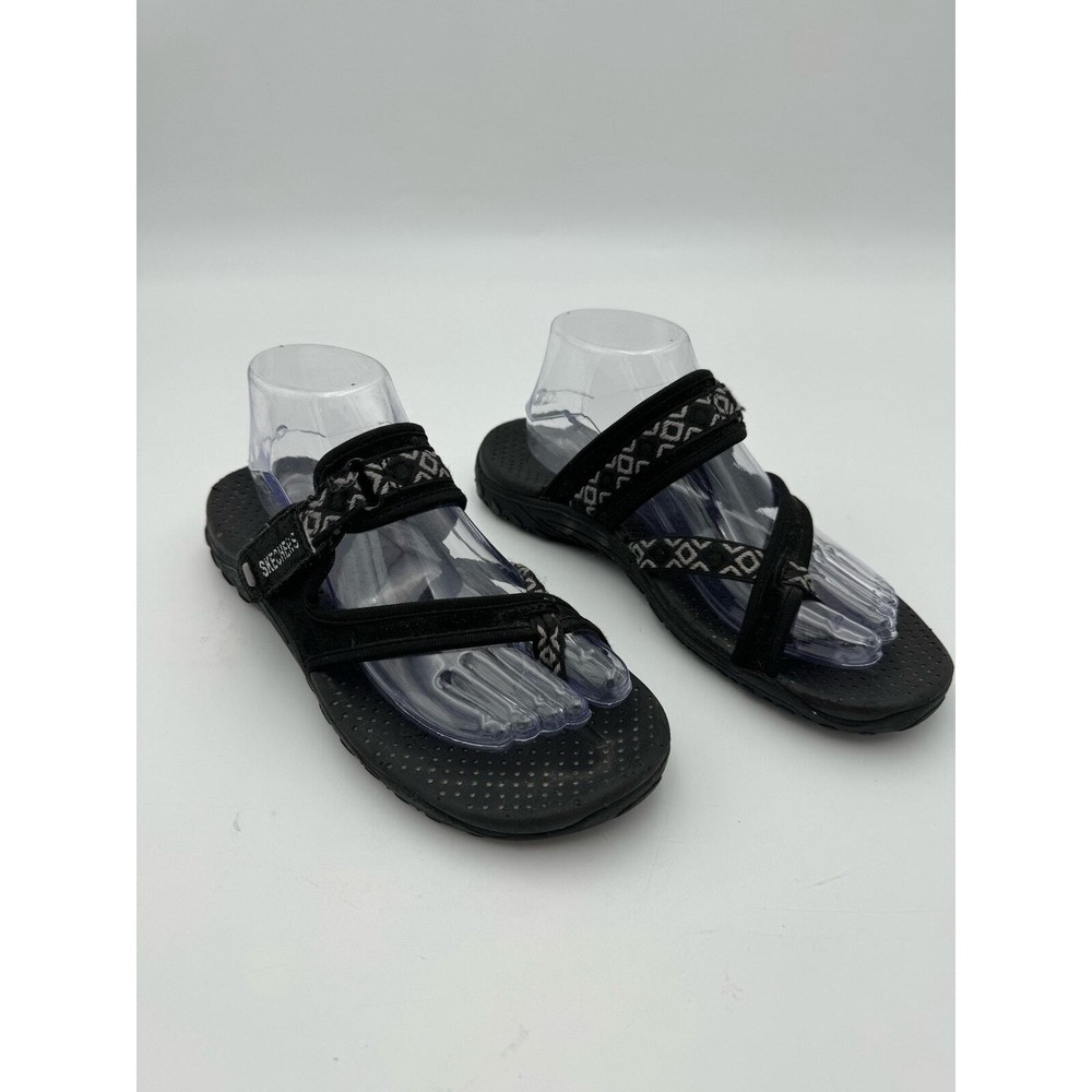 Skechers Women's  Reggae Trailway Adjustable Straps Open-toe Sandals Black