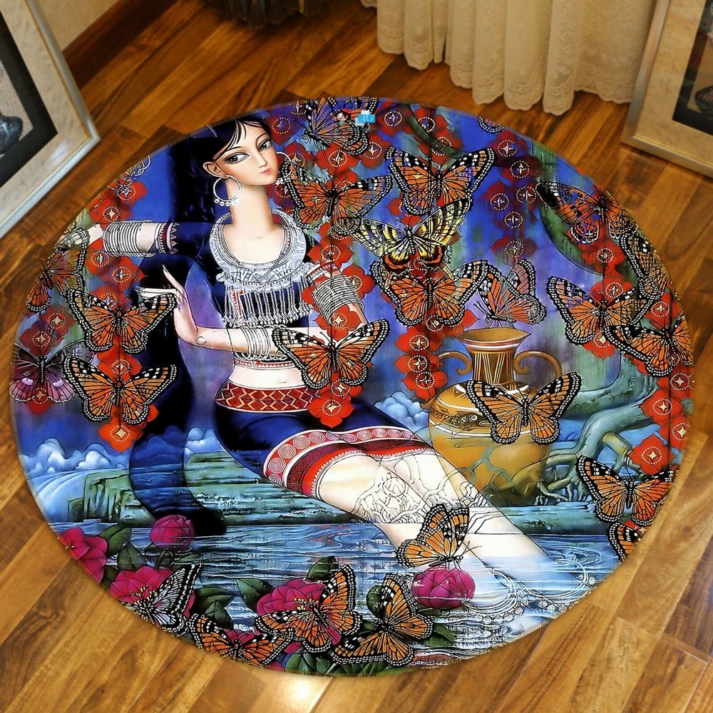 3D Butterfly Girl NAO3780 Game Rug Mat Elegant Photo Carpet Mat Fay