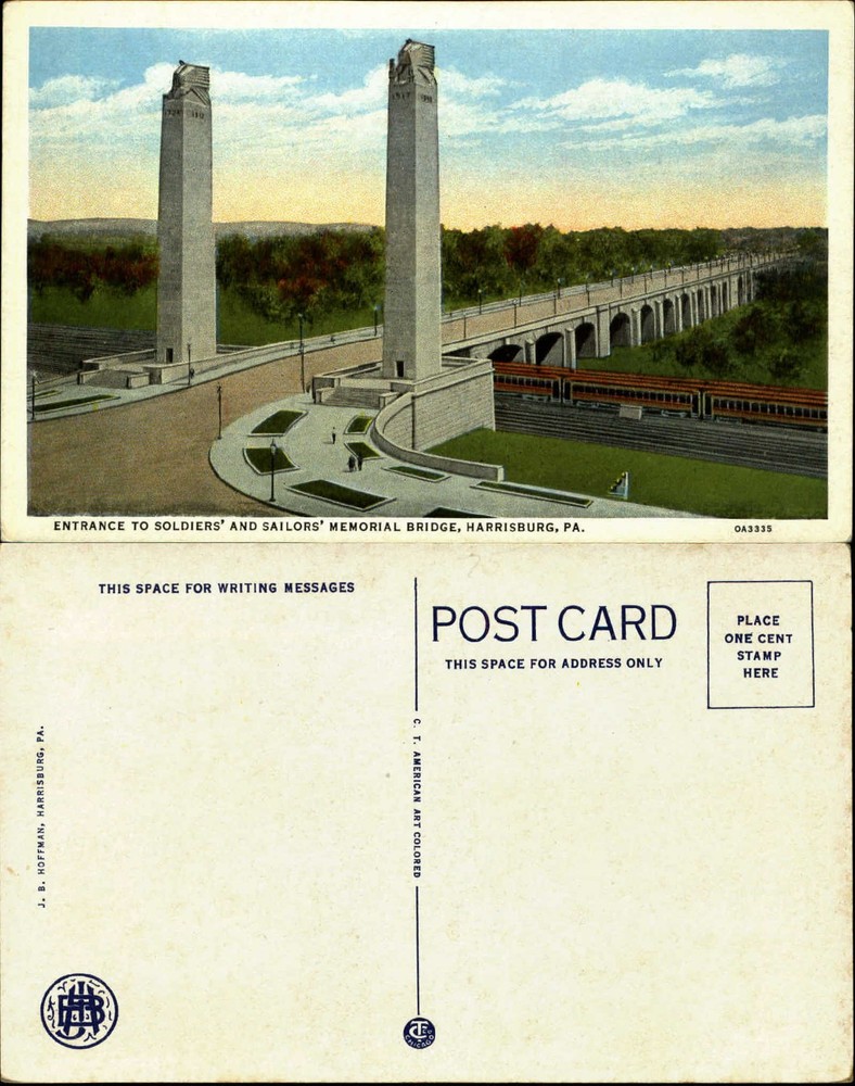 Entrance to Soldiers and Sailors Memorial Bridge Harrisburg PA unused