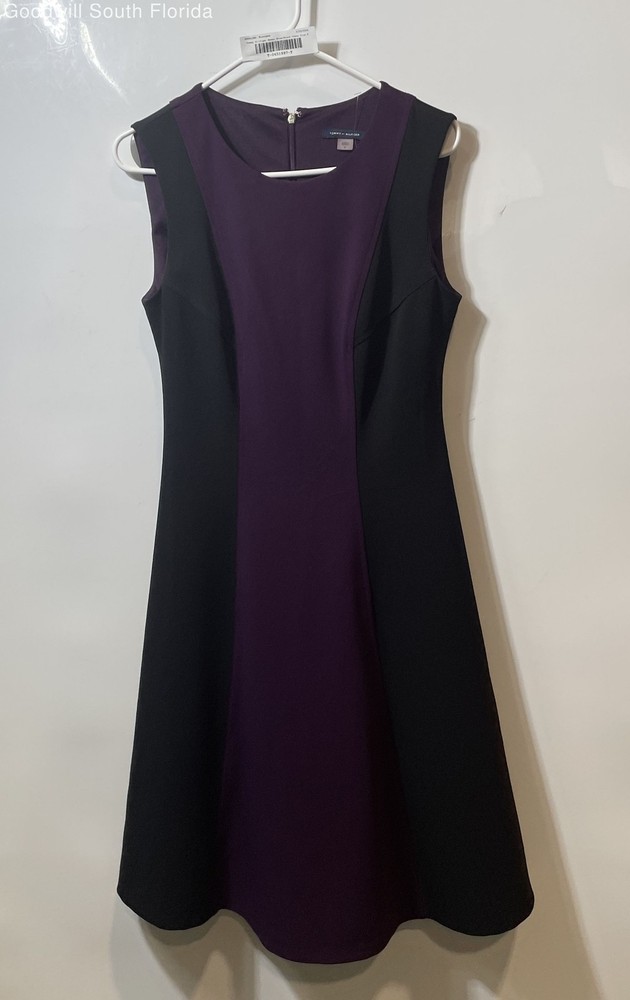 Tommy Hilfiger Womens Wine Black Sleeveless Knee-Length A-Line Dress Size 8