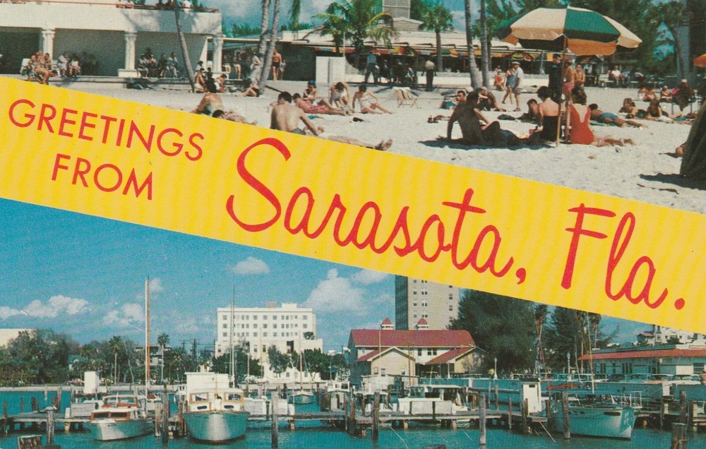 Greetings From Sarasota Florida Multi view vintage souvenir postcard