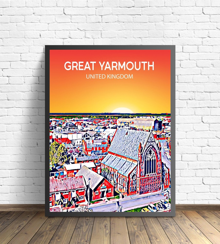 Great Yarmouth Uk Art Poster Sunset Night Poster Art Print Great Yarmouth City
